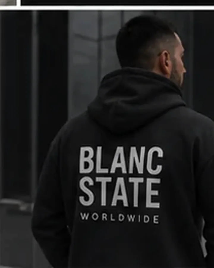 Split Black Oversized Hoodie BLANCSTATE campaign preview