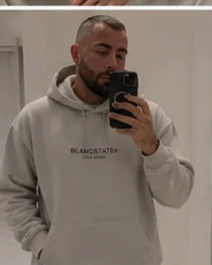 Wordmark White Oversized Hoodie BLANCSTATE campaign preview