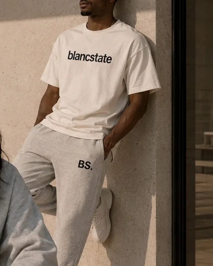 BS. White Relaxed Joggers BLANCSTATE campaign preview